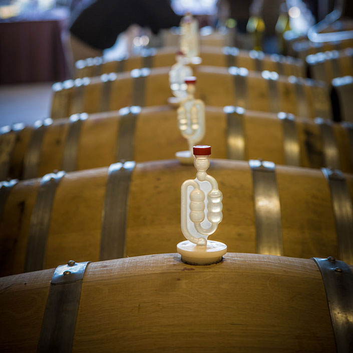 wine aging in barrel